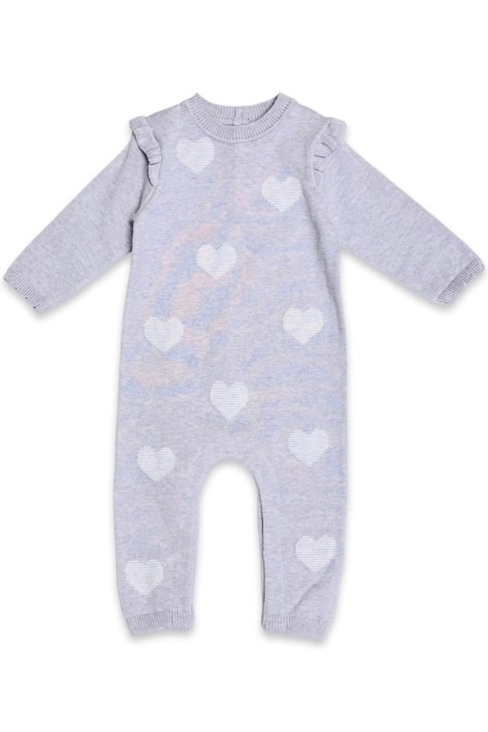 Hearts Jacquard Knit Baby Jumpsuit