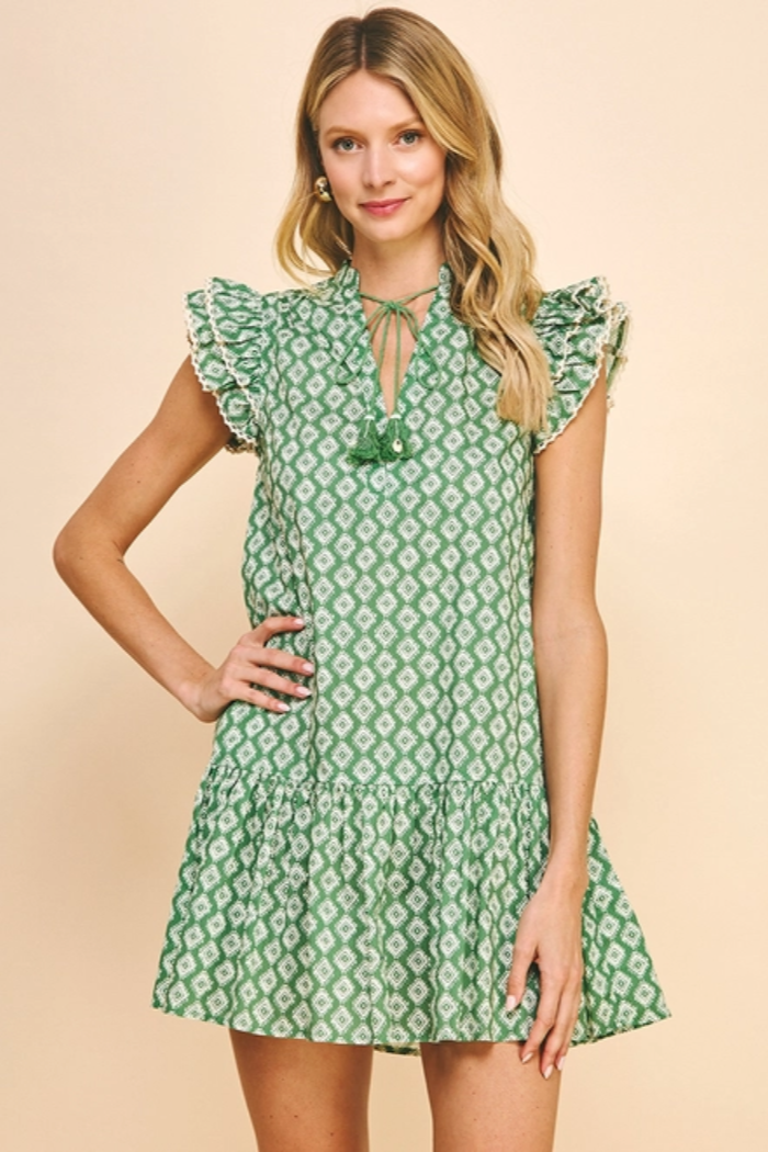 Sherry Avocado Geo Print Mini Dress