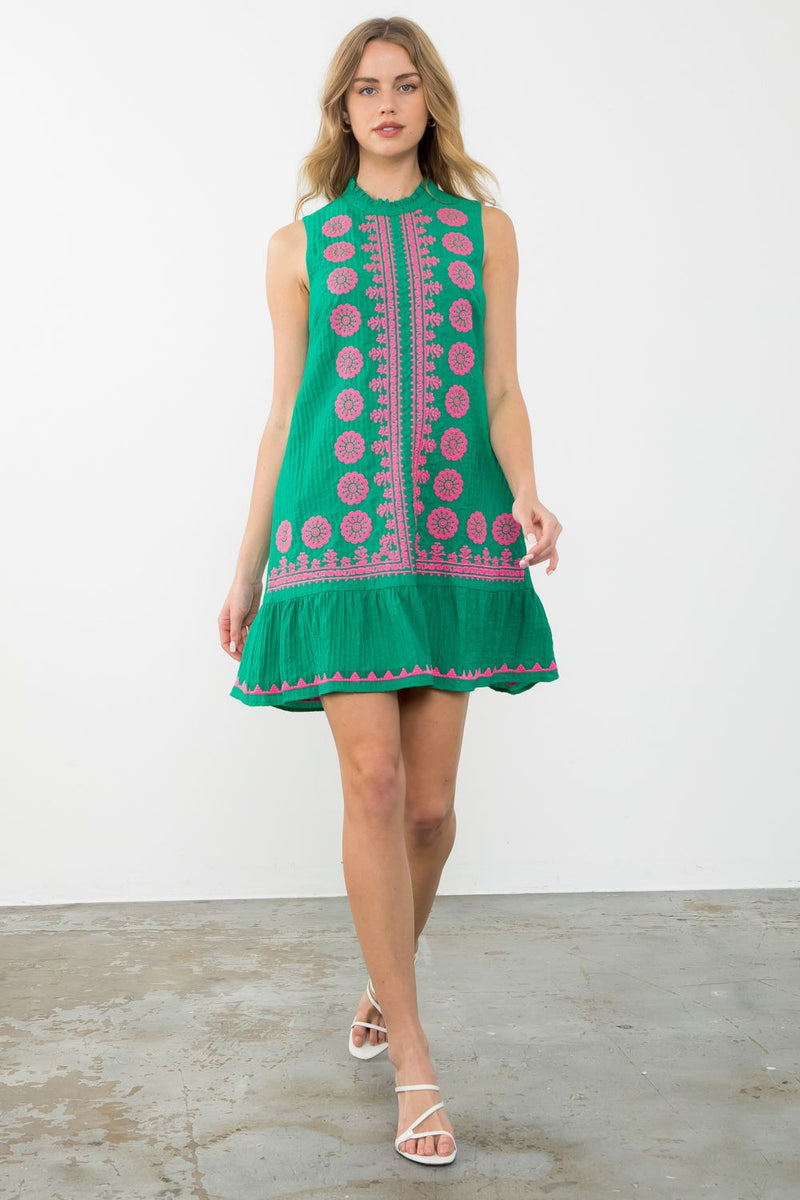 Presley Sleeveless Embroidered Dress