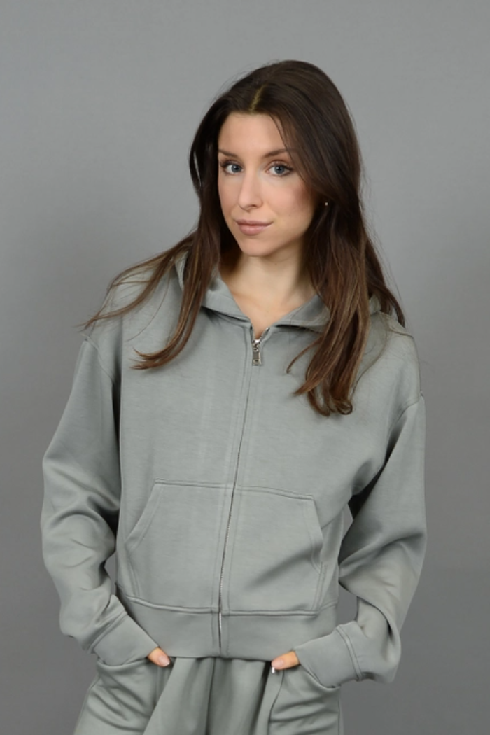 Haidelyn Sage Soft Scuba Zip Up Hoodie
