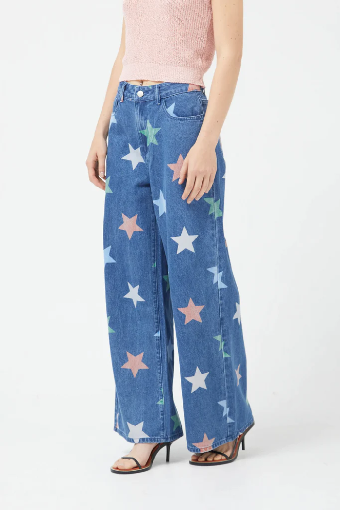 Star print jeans