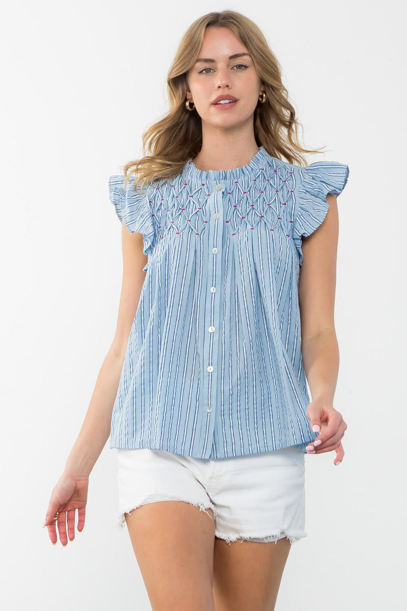 Elissa Striped Button up Top