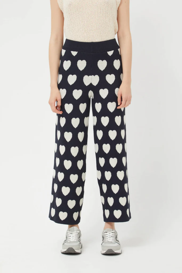 Heart Print Knit Pants