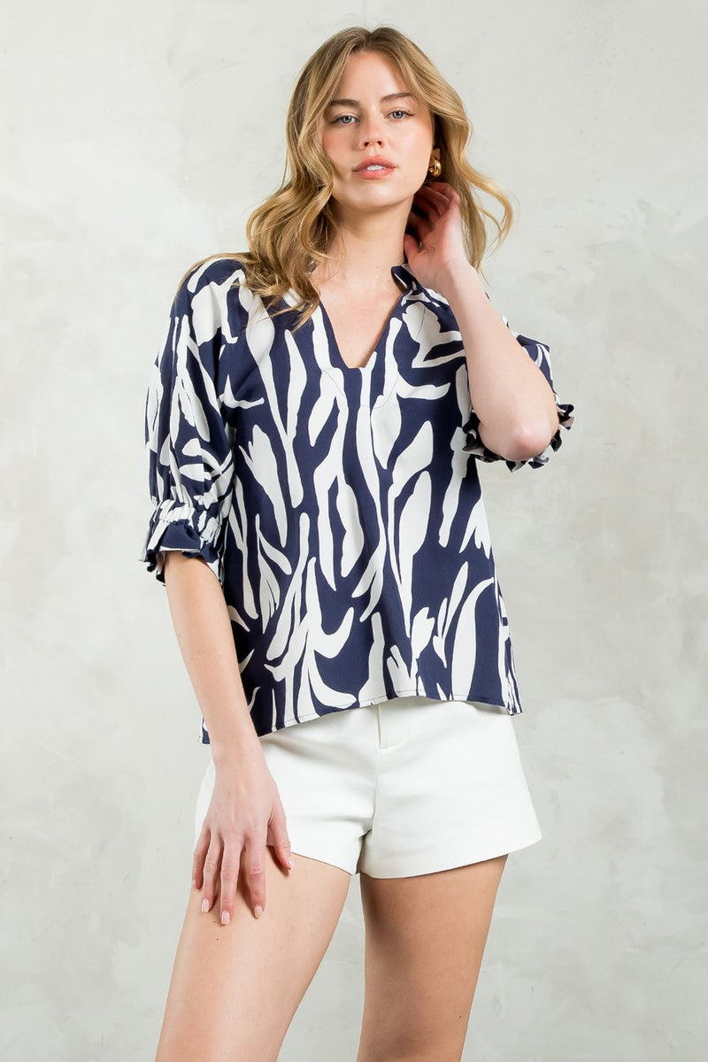 Addison V-Neck Print Top
