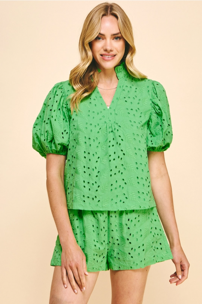 Adalyn Eyelet Embroidery Woven Top