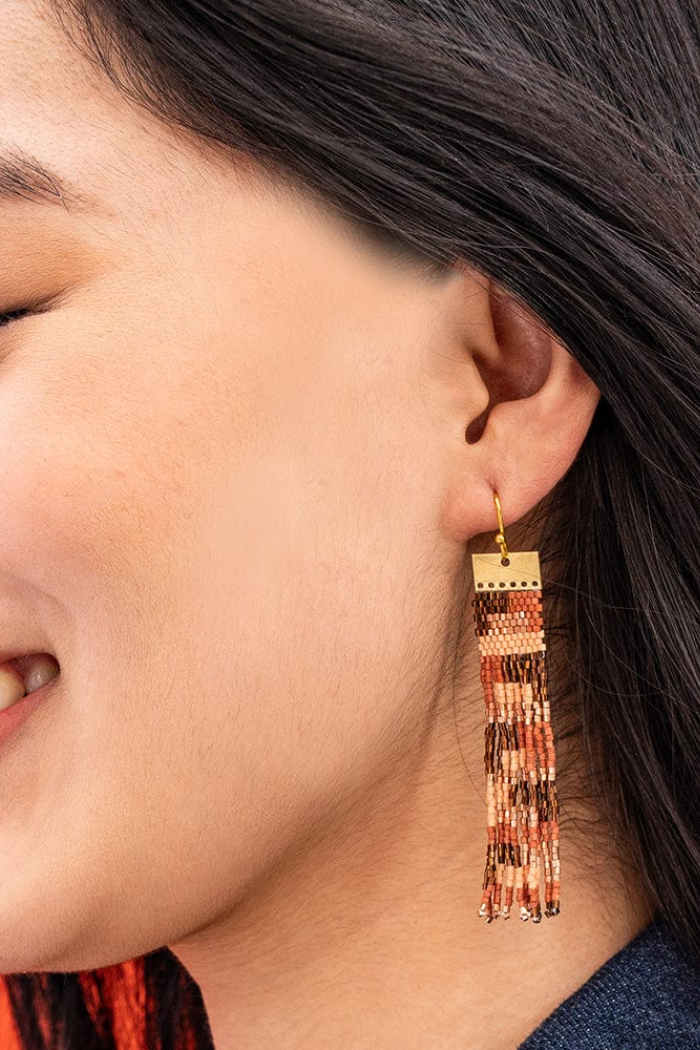 Ada Color Block Beaded Fringe Earrings