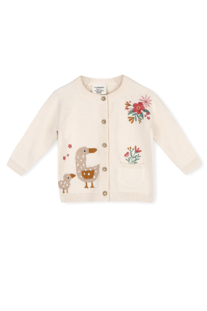 Duck Mommy & Me Embroidered Baby Cardigan Sweater