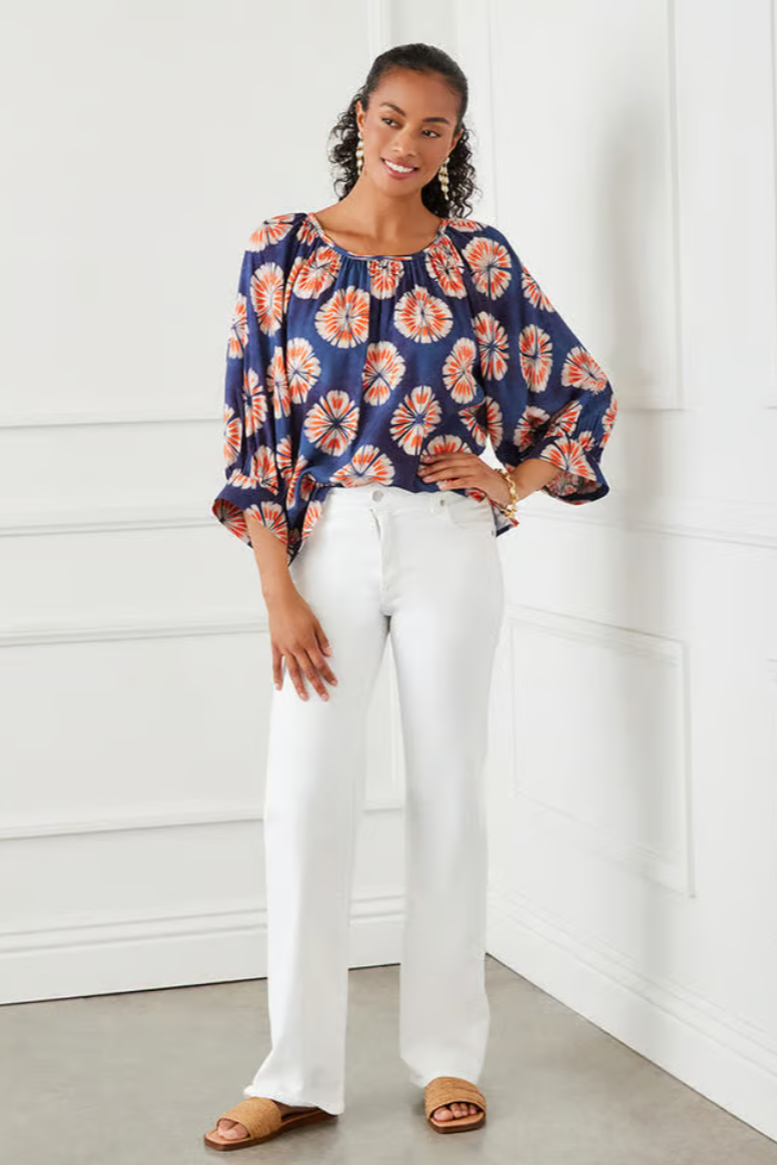 Blouson Sleeve Peasant Top
