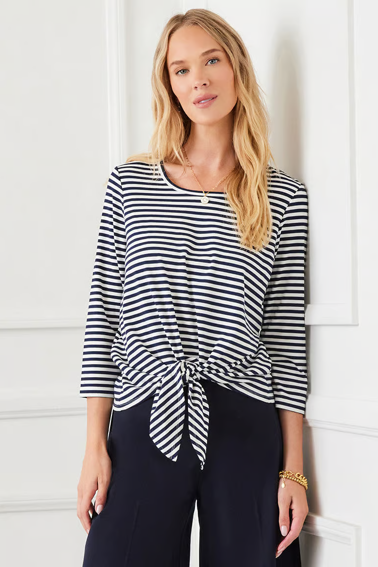 3/4 Sleeve Tie Front Top
