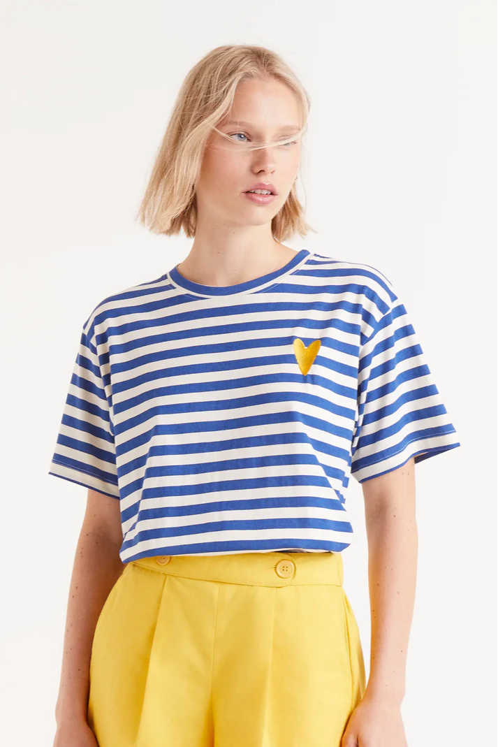 Blue Striped Short Sleeve T-shirt