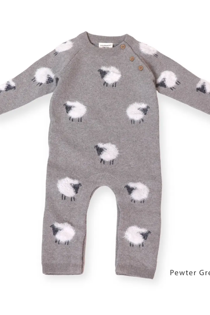 Furry Sheep Jacquard Sweater Knit Baby Jumpsuit