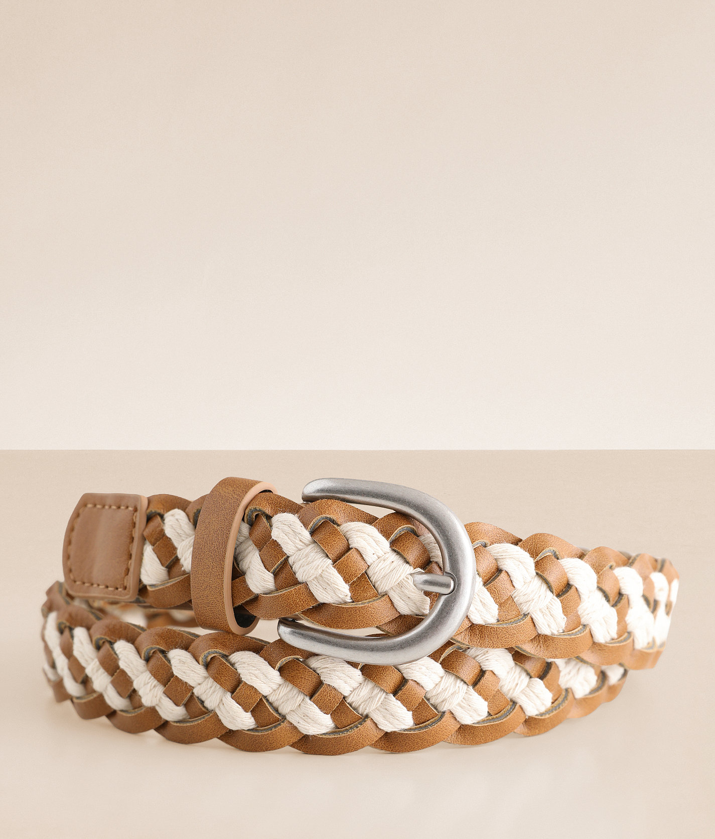 BKE Woven Trend Belt - Women's Belts in Cream Brown