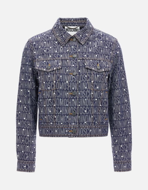 Cotton Denim Blend Logo Jacket