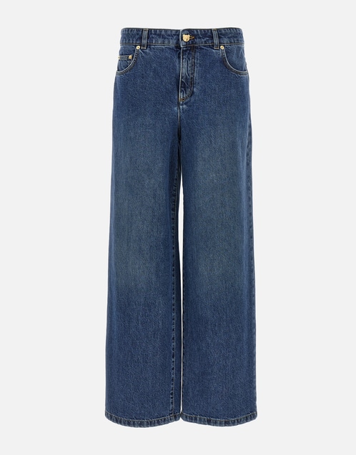 Cotton Wide Leg Denim Jeans
