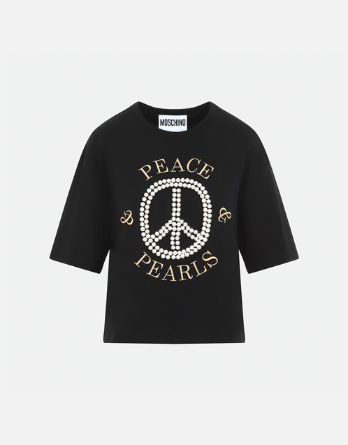 Cotton Embroidery And Pearls Graphic T-Shirt