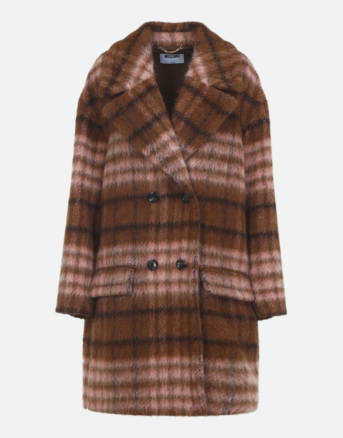 Wool Blend Check Coat
