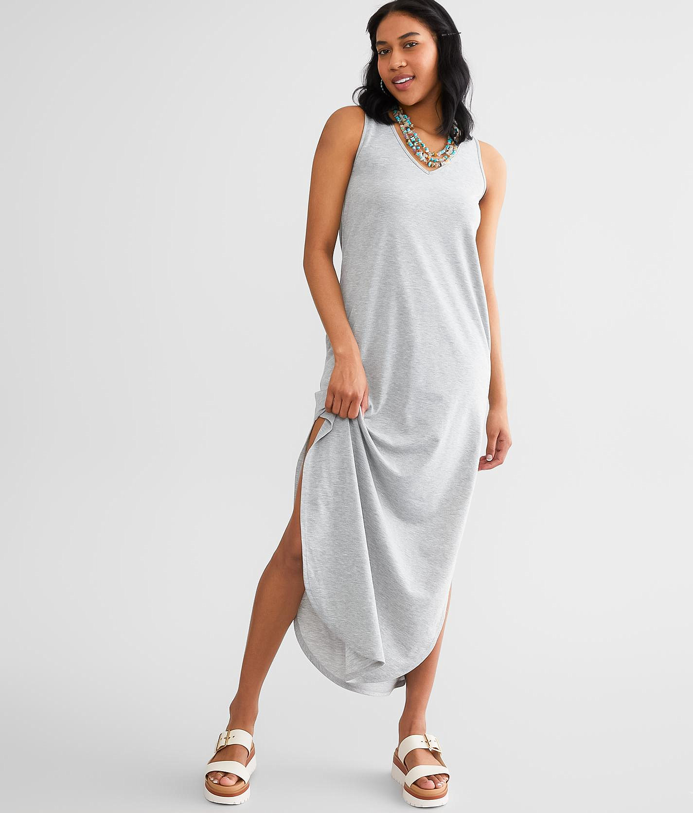 BKE Knit Maxi Dress - Women's Dresses in Heather Grey