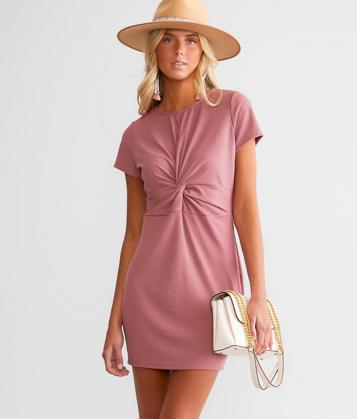 Willow & Root Twisted Mini Dress - Women's Dresses in Rosewood