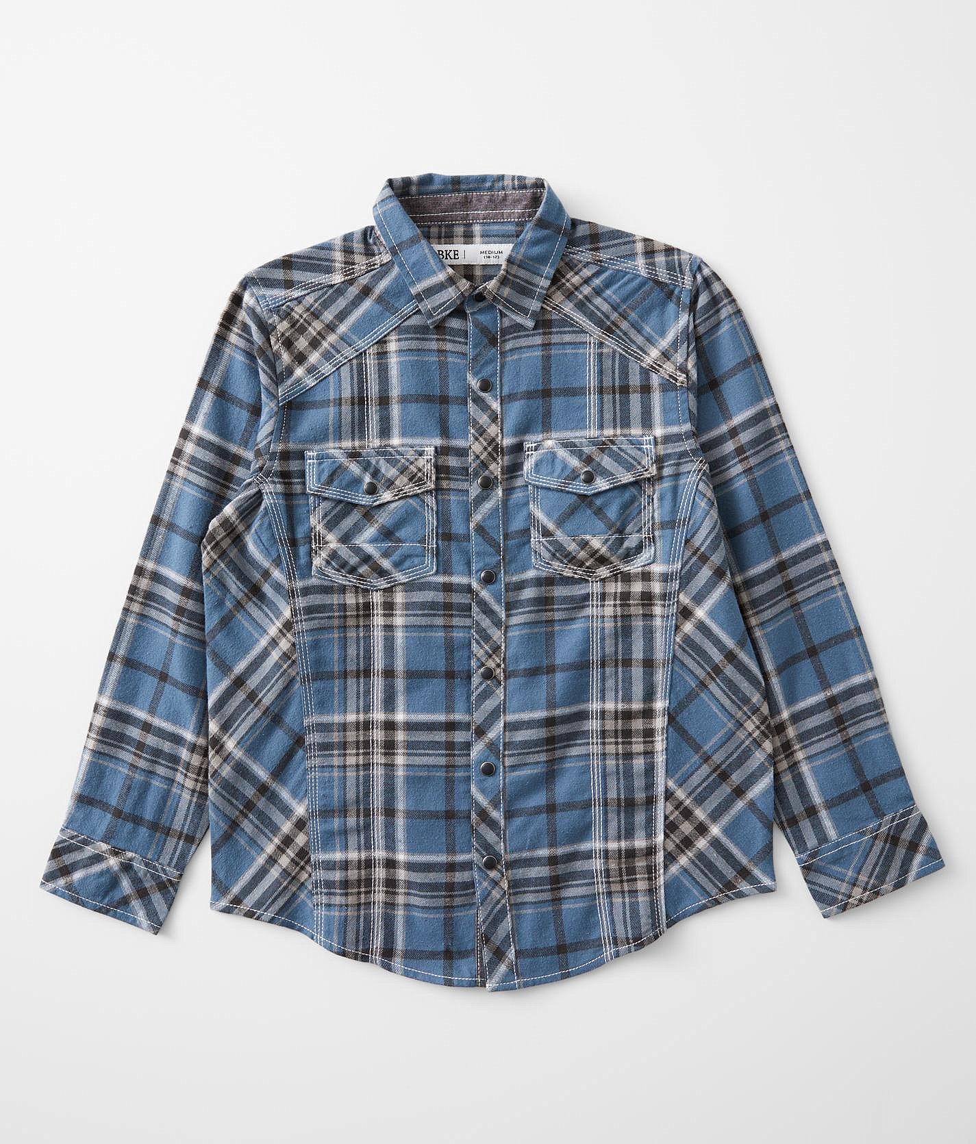 Boys - BKE Plaid Shirt - Boy's Shirts in Blue Black