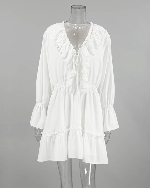 Chiffon Lace-Up Dress