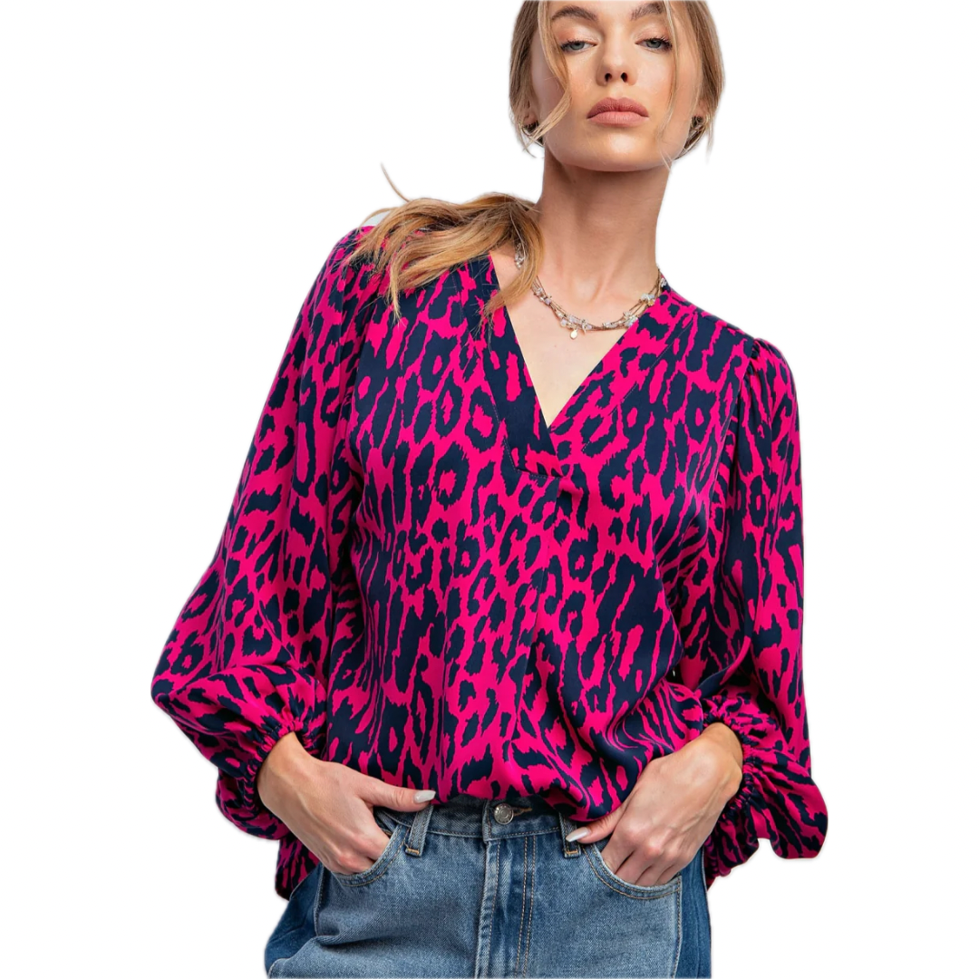 Animal Print Long Sleeve Print Top