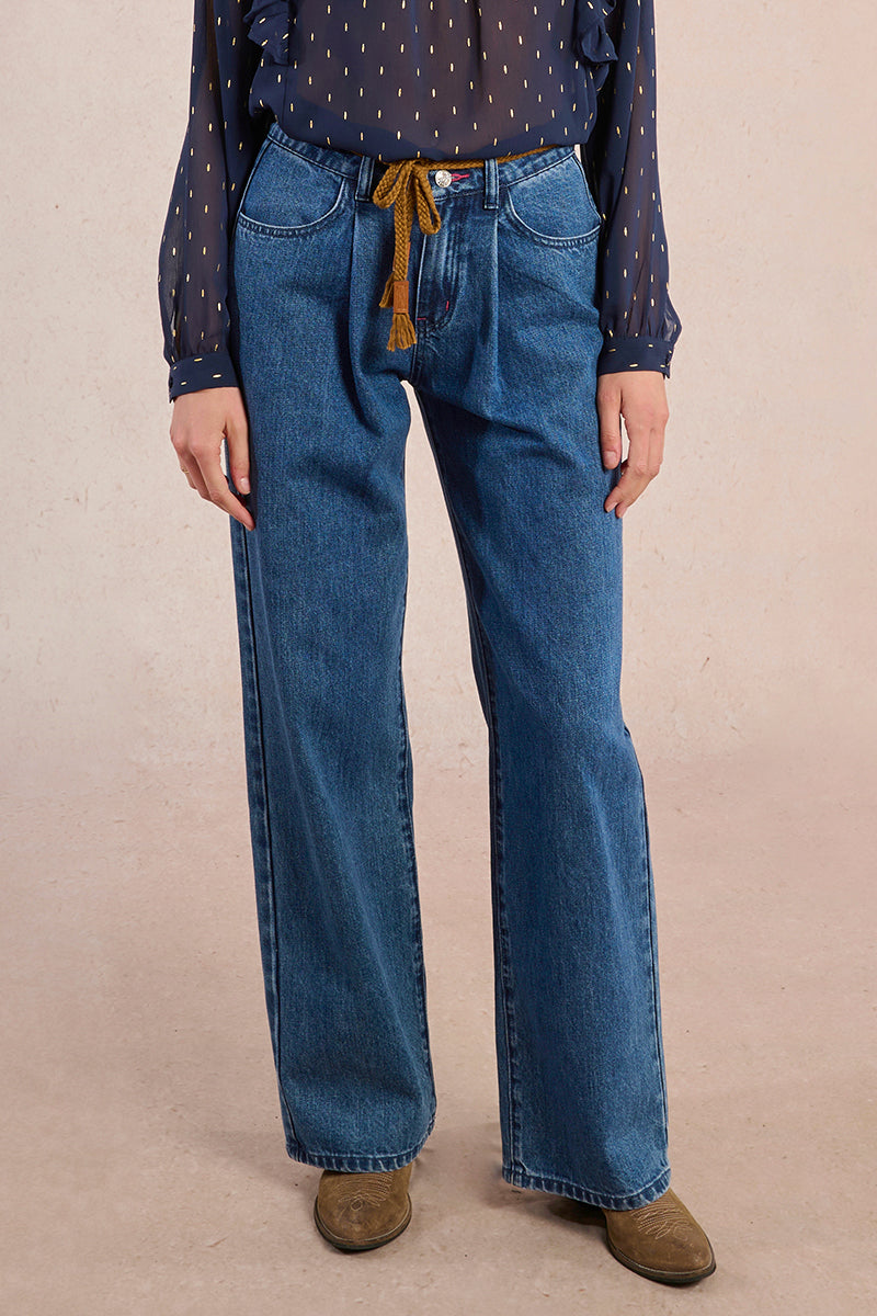 Dark Wash Wide-Leg Jeans