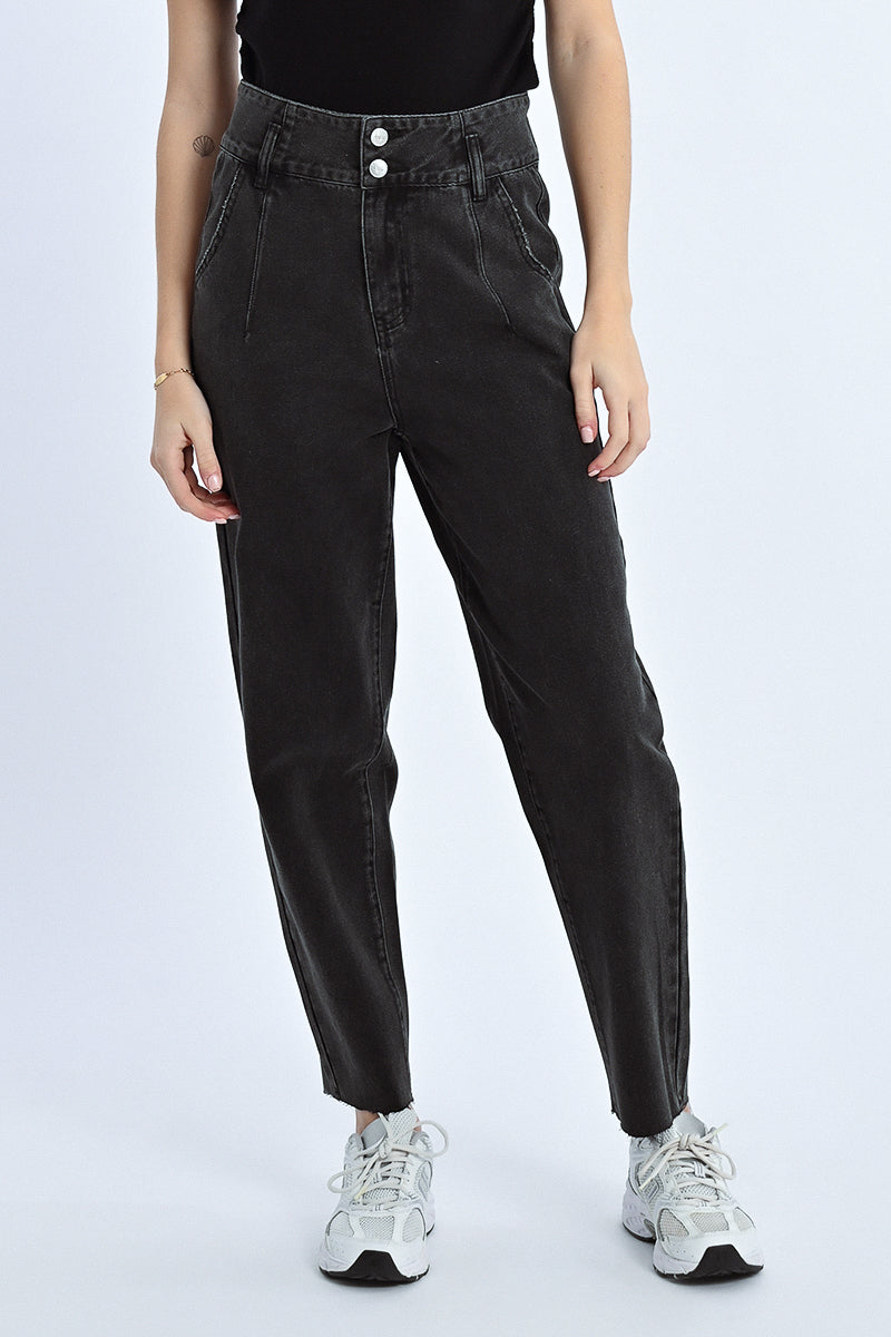 Black Tapered High Rise Jeans