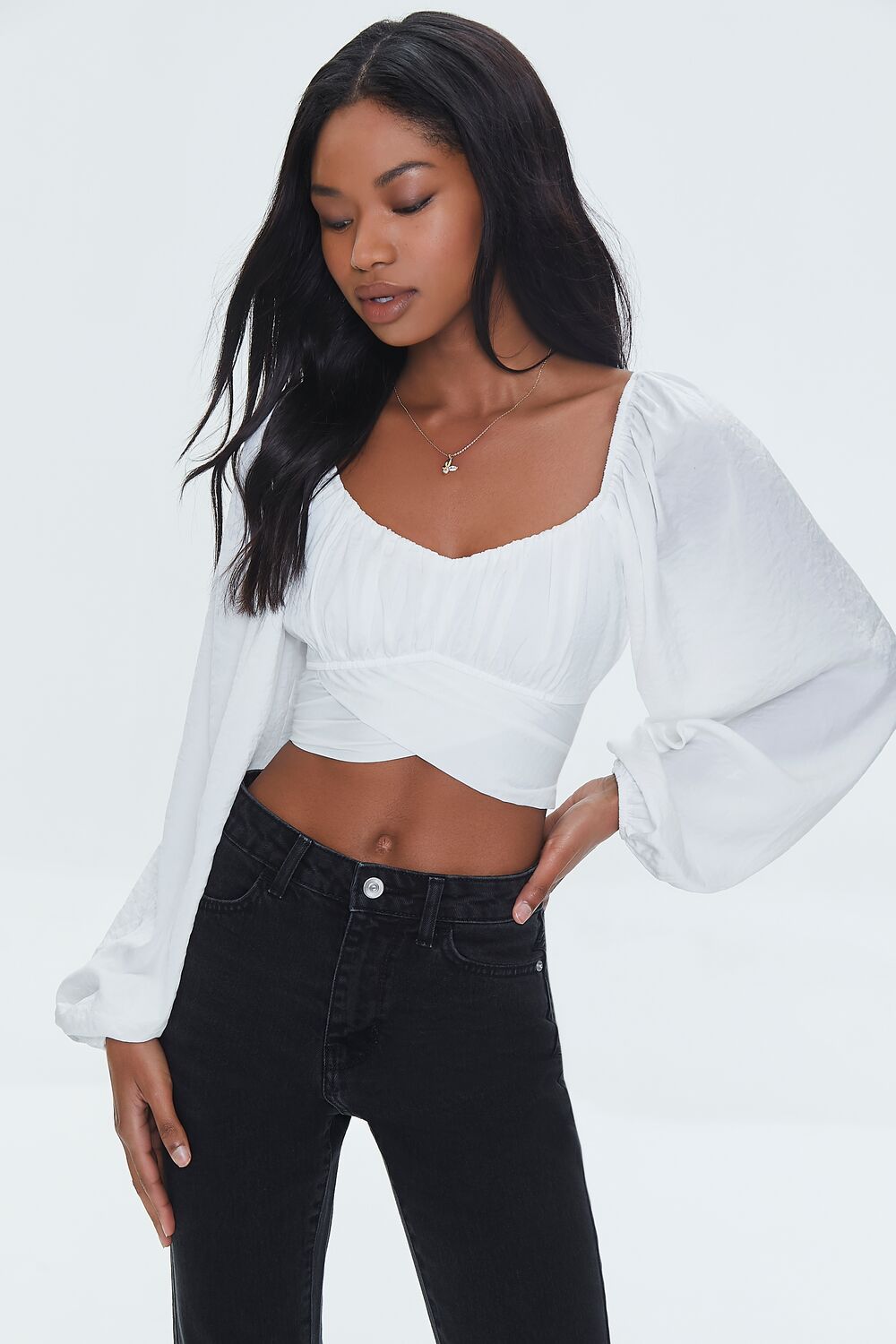 Satin Wraparound Crop Top