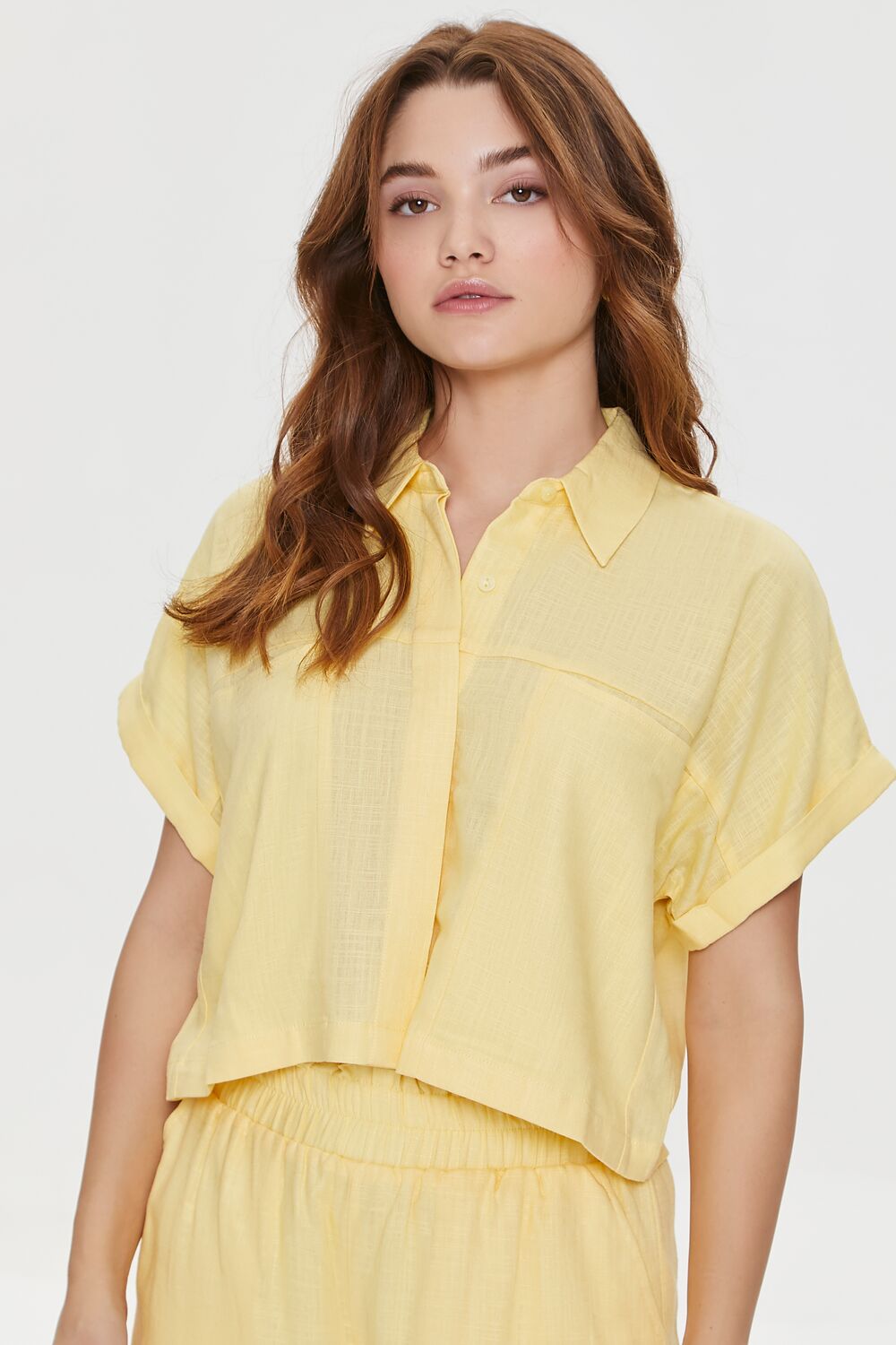 Cropped Linen-Blend Shirt