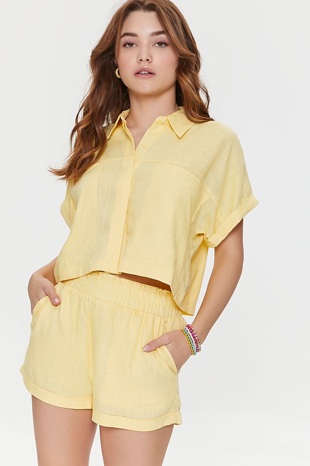 High-Rise Linen-Blend Shorts