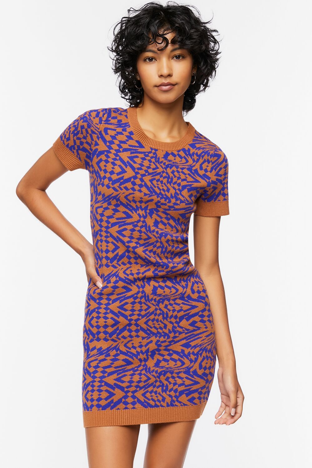 Abstract Sweater Mini Dress