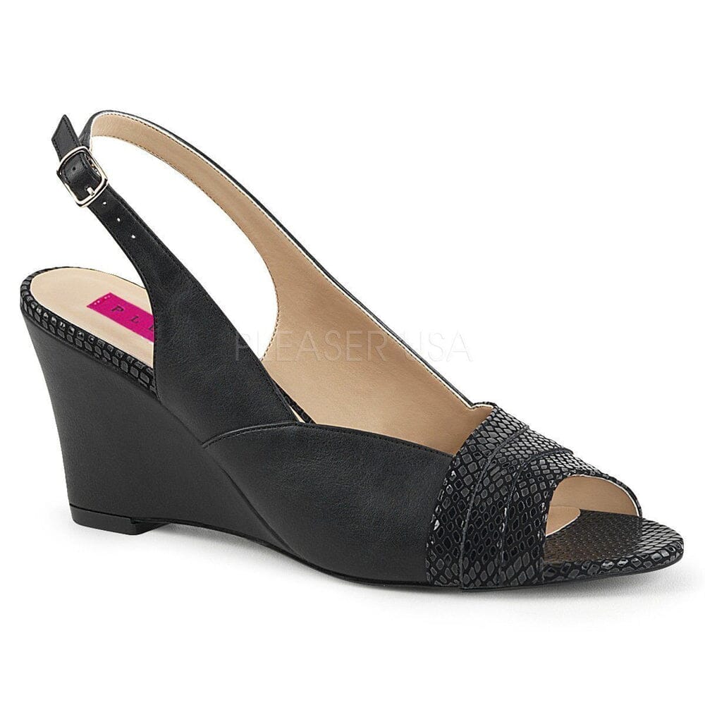 SS-KIMBERLY-01SP Wedge | Black Faux Leather