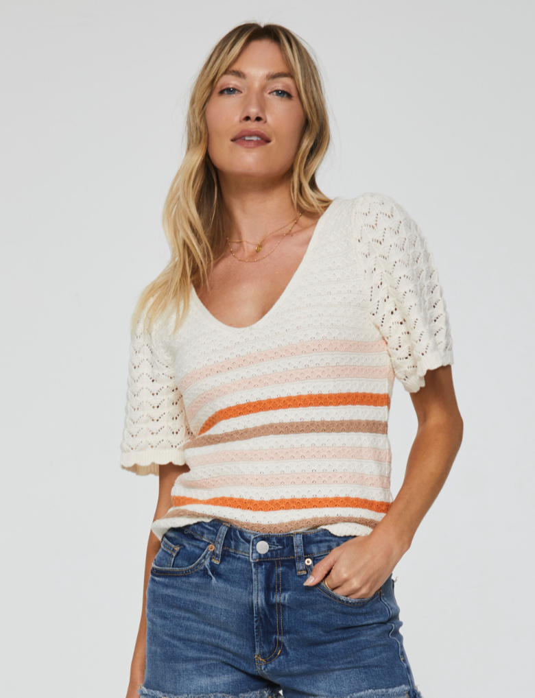 AL Renee Striped Crochet Top