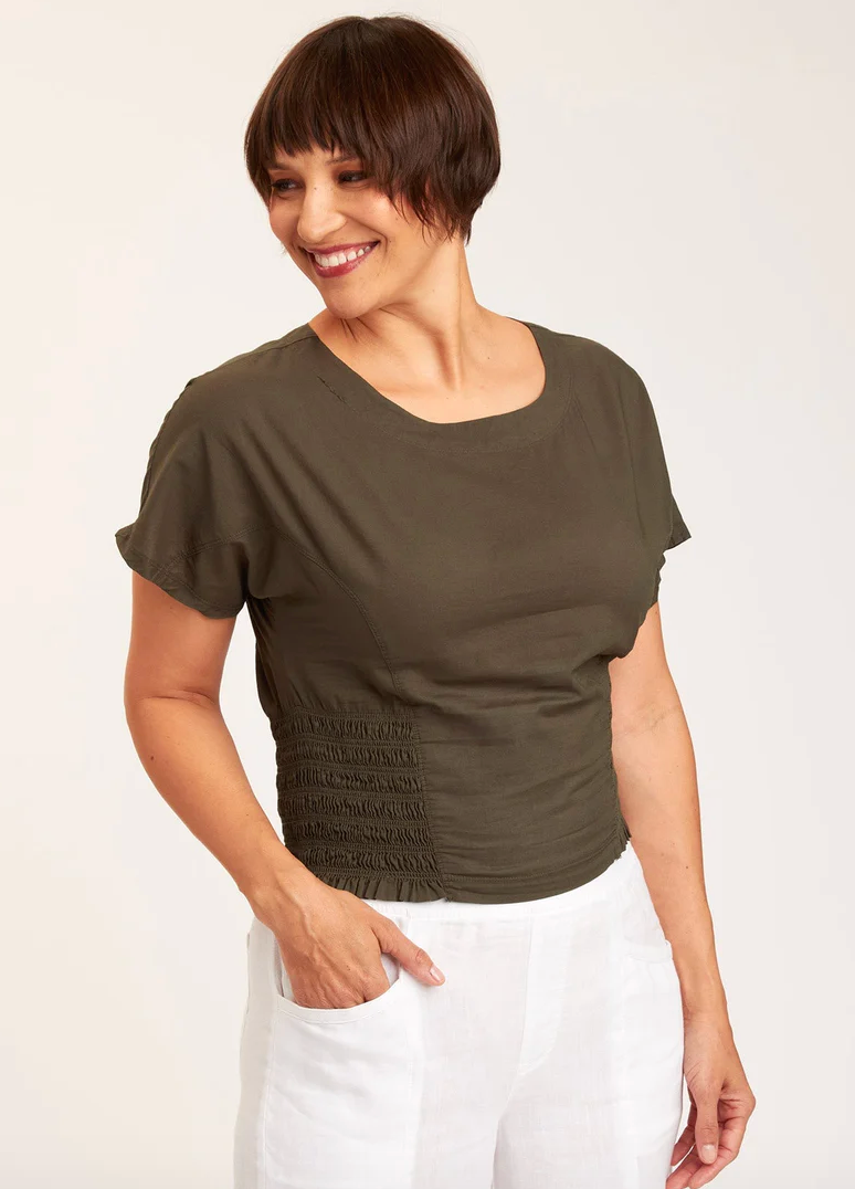 XCVI Vivi Smocked/Snap-Back Top