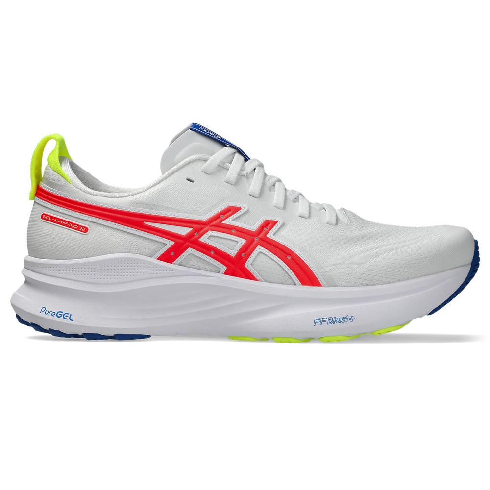 ASCIS Kayano 32 | White/Flash Coral | Men's High Cushion Stability Shoe