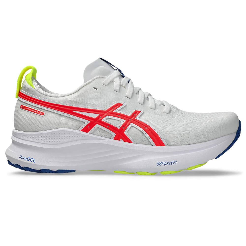 ASCIS Kayano 32 | White/Flash Coral | Women's High Cushion Stability Shoe