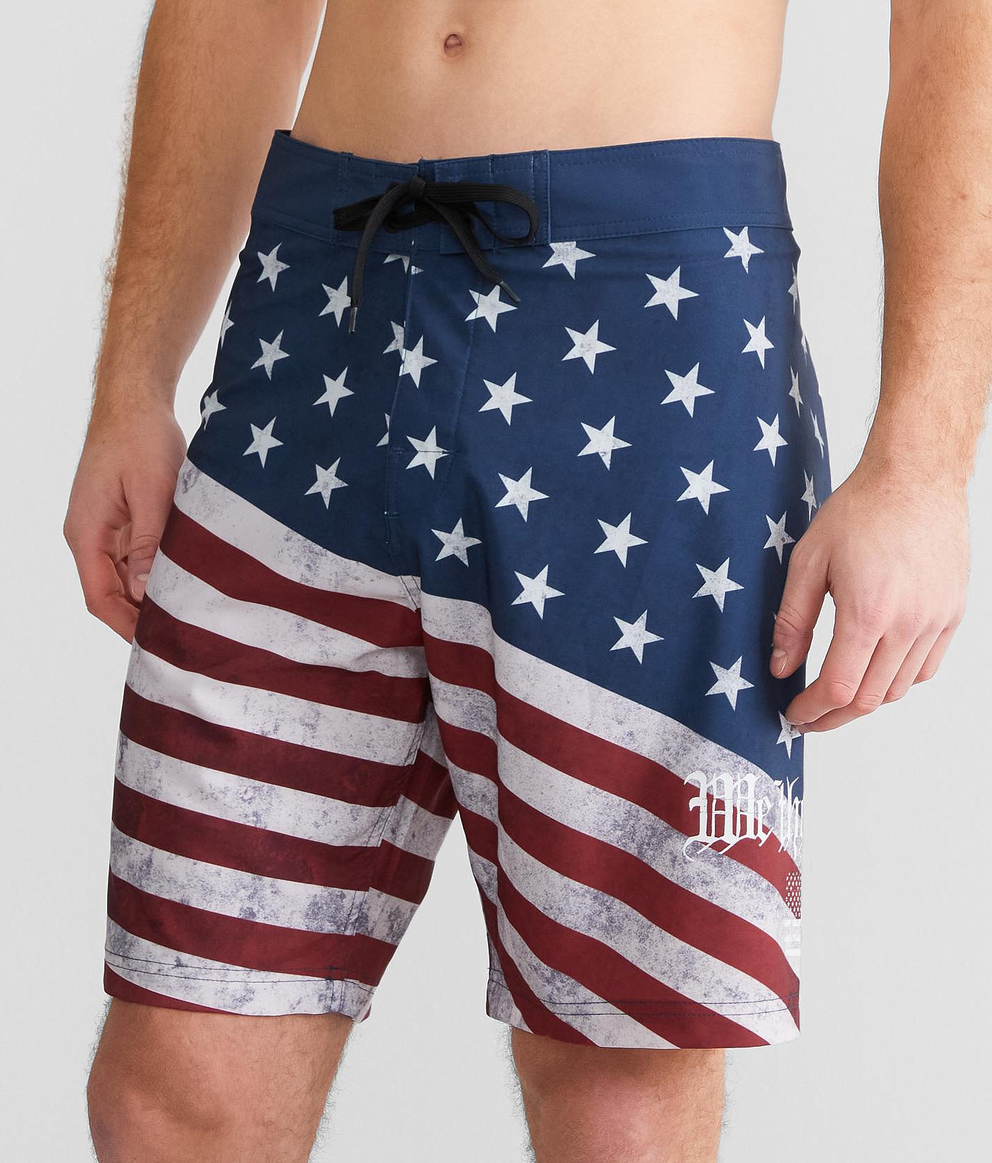 Howitzer American Flag Stretch Boardshort - Men's Swimwear in White Multi