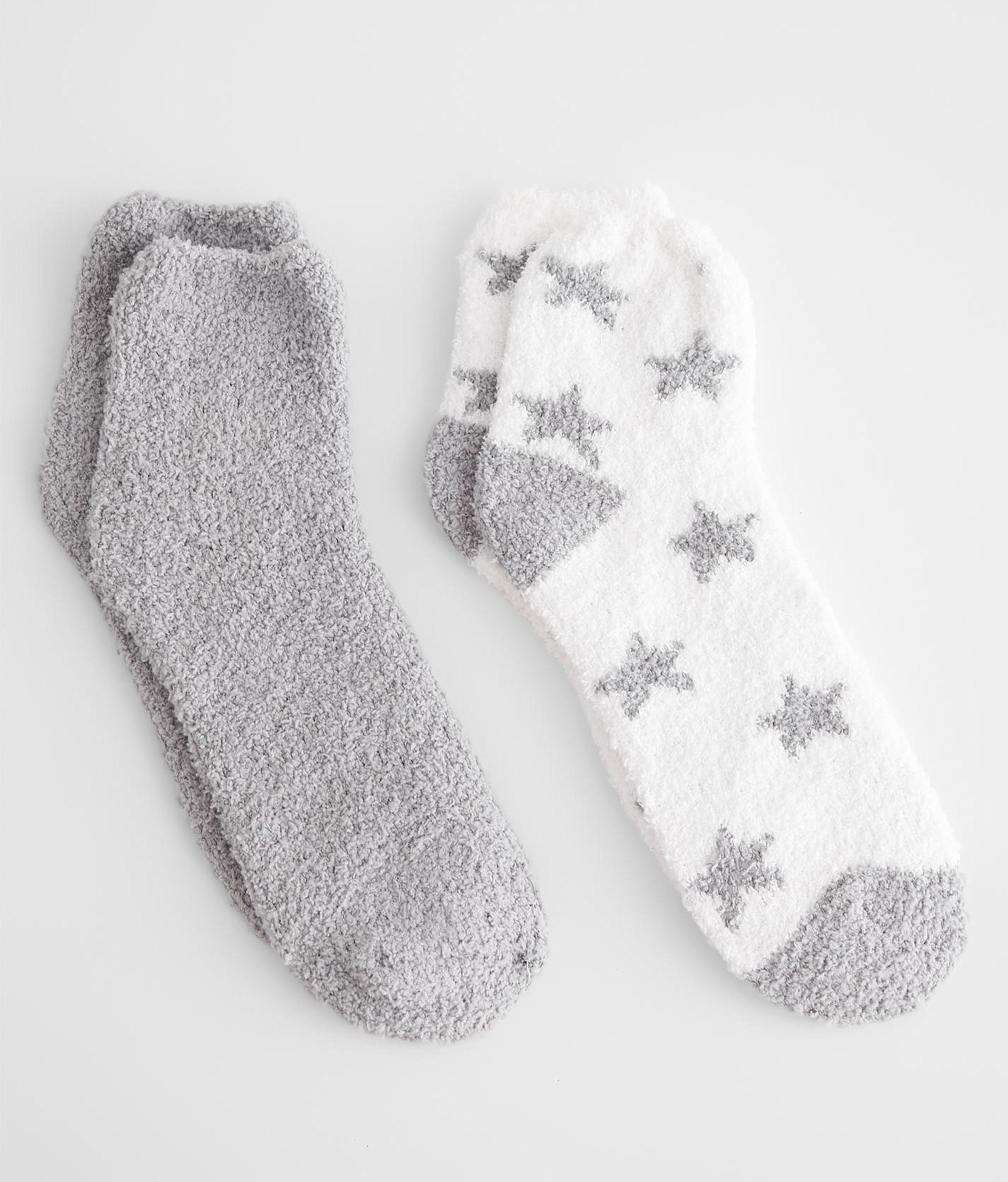 BKE 2 Pack Fuzzy Socks - Women's Socks in Light Grey
