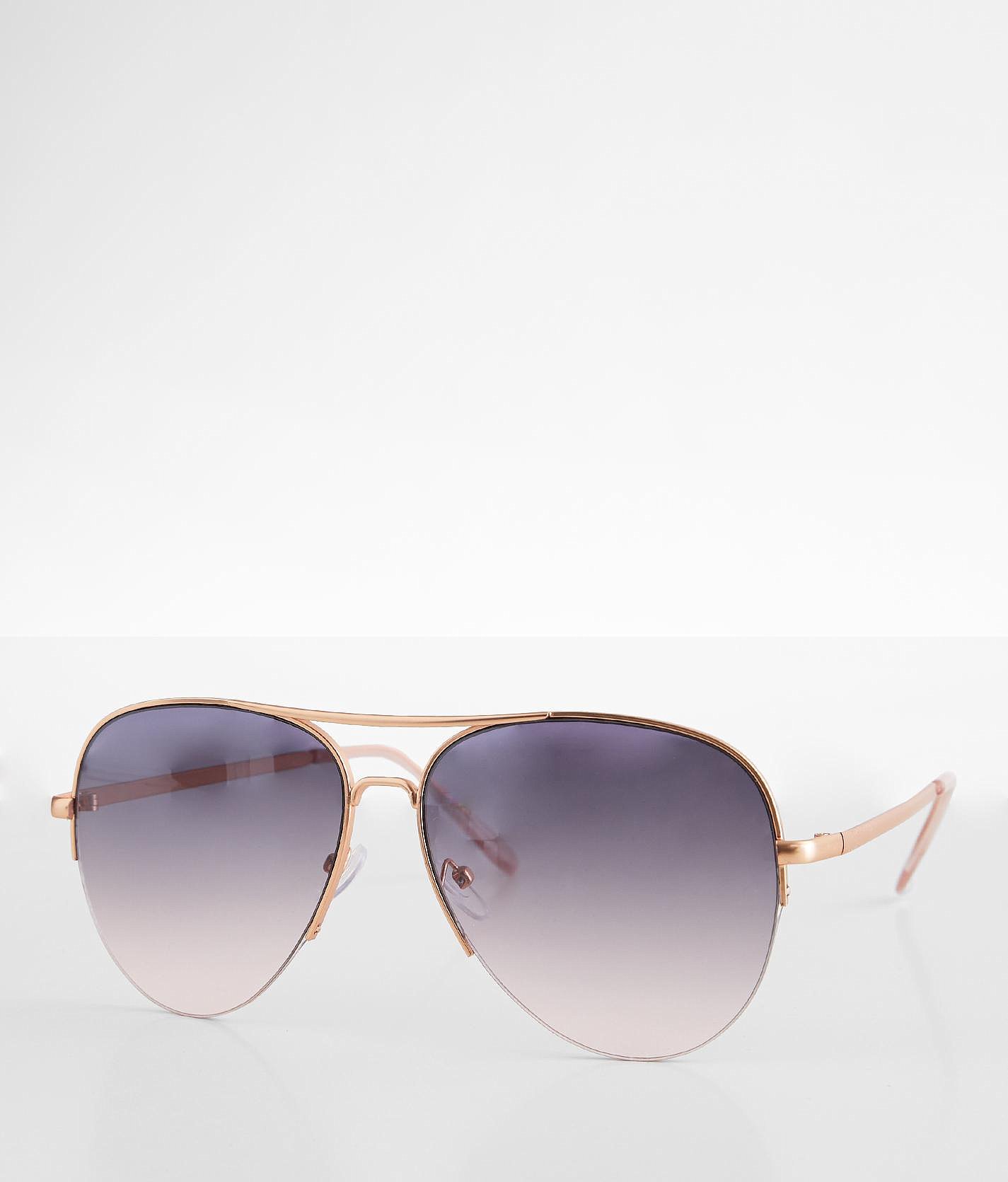 BKE Basic Aviator Sunglasses - Women's Sunglasses & Glasses in Rose Gold