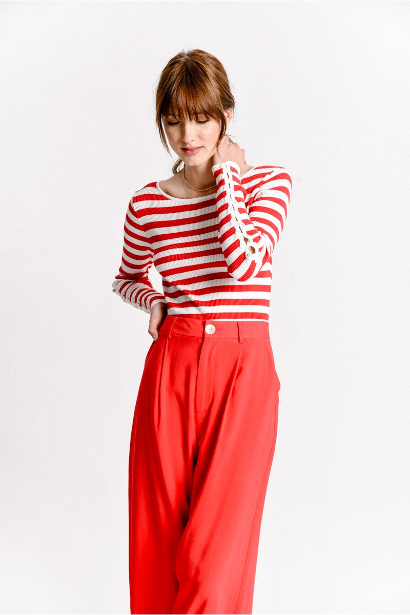 Red and White Striped Sweater