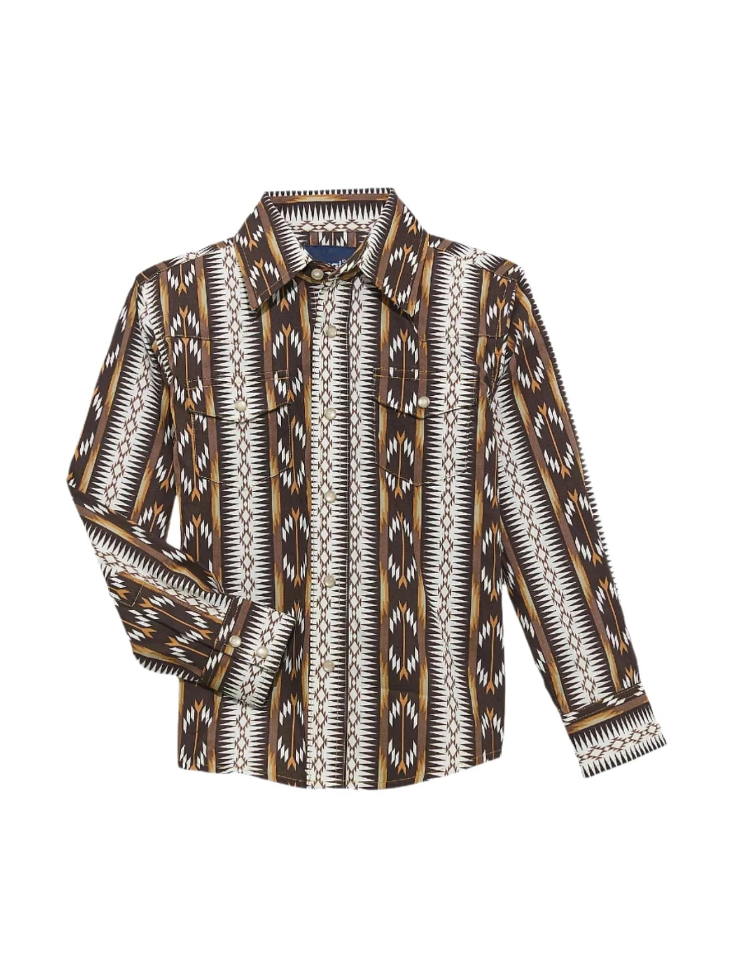 Wrangler Boy's Brown Chain Checotah Long Sleeve Western Snap Shirt 112365830