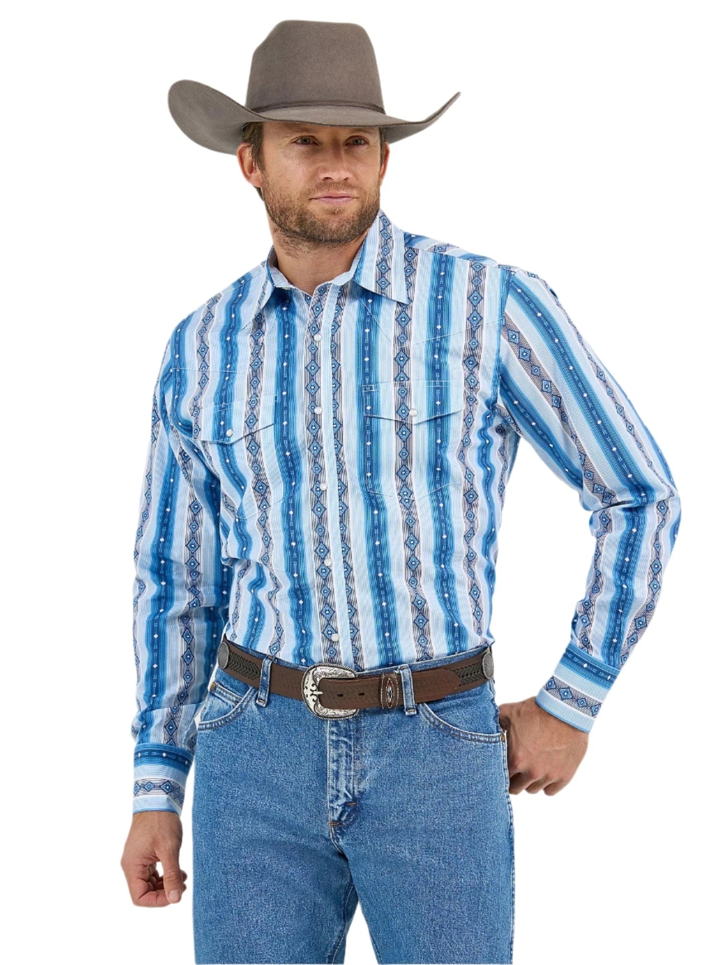 Wrangler Men's Checotah Long Sleeve Western Snap Printed Shirt 112359439