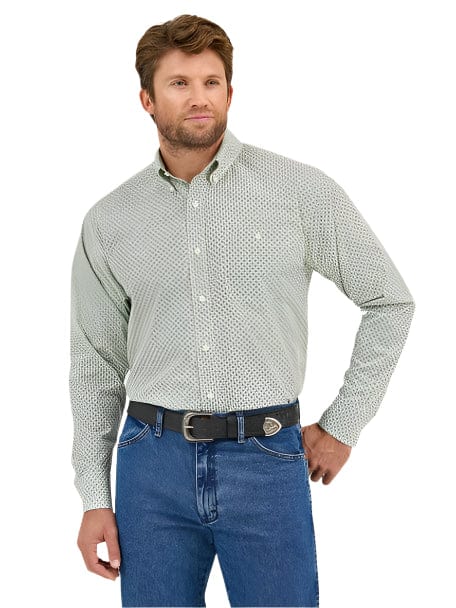 Wrangler Men's Geometric Print Long-Sleeve Western Shirt 112359455